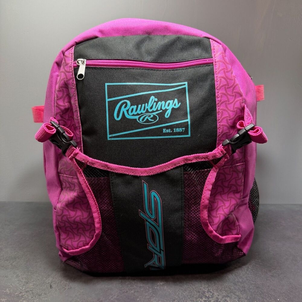 Rawlings Girls Pink Backpack | Softball Baseball Sports Bag | Buckle Pockets